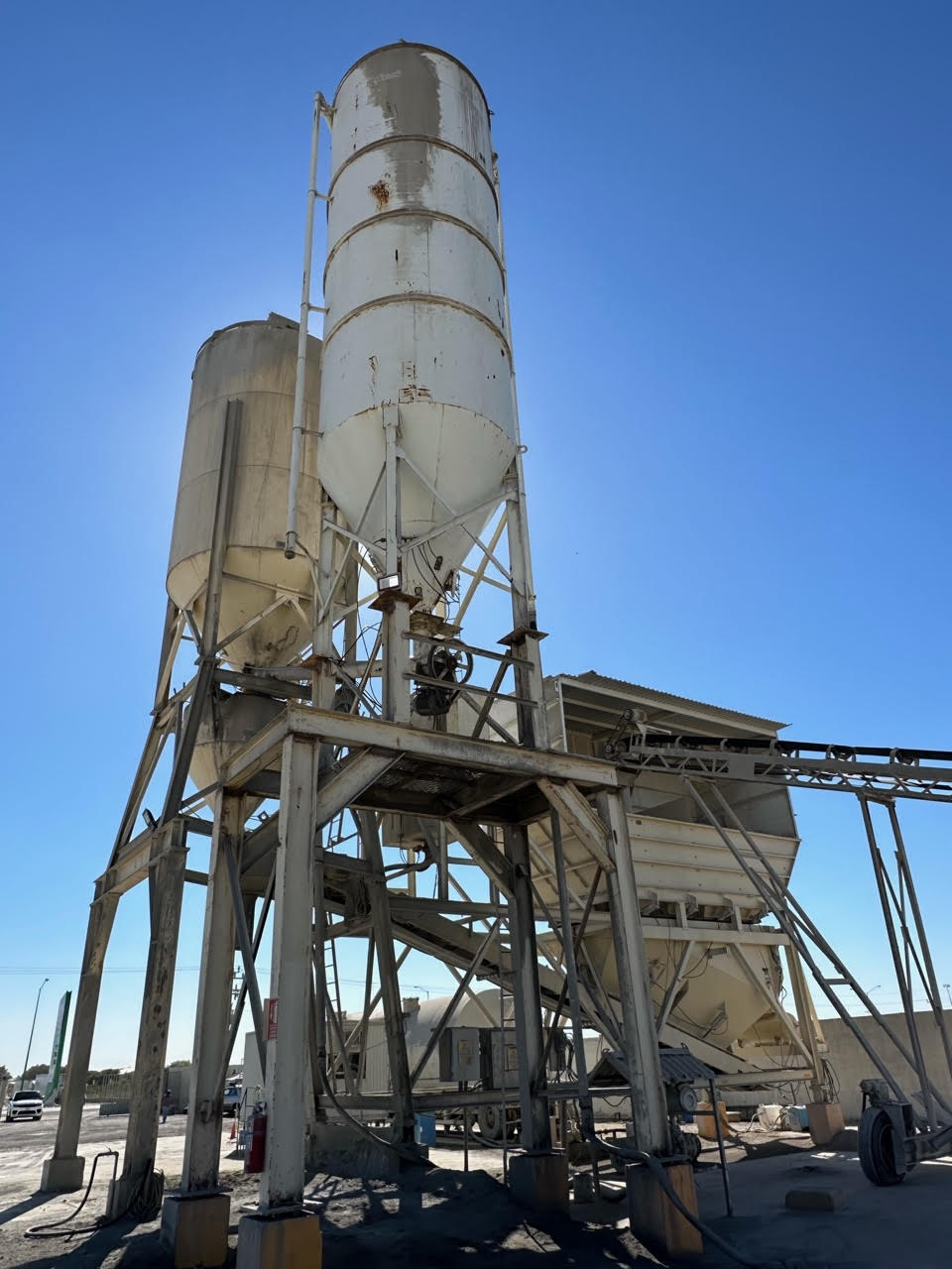 blue sky, industrial equipment, silos