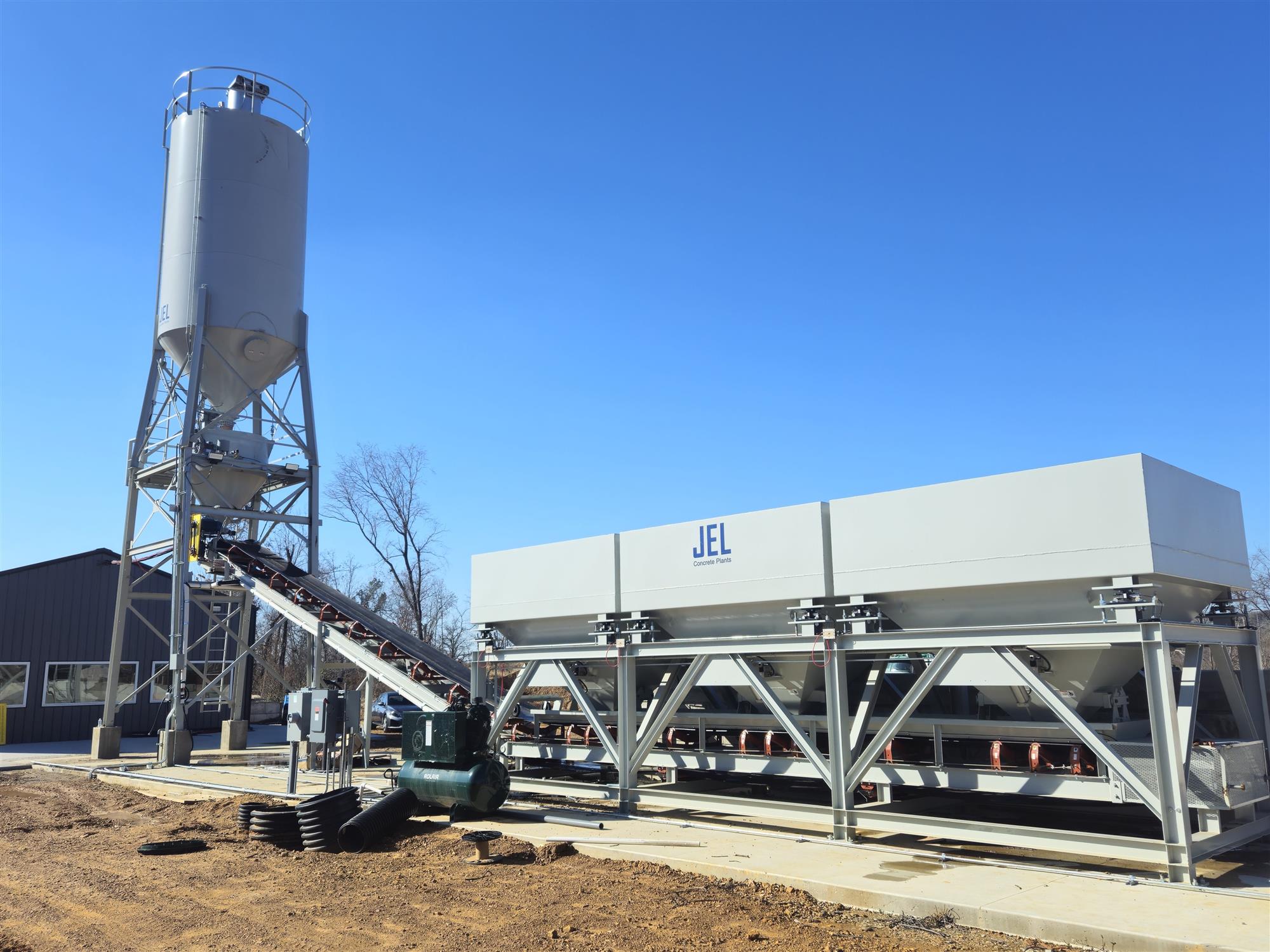 2025 JEL Decumulator Concrete Plant with silo, conveyors, and bins for sale